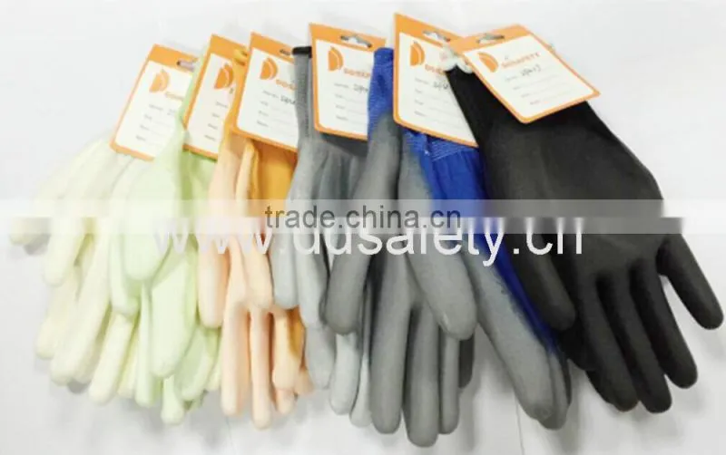DDSAFETY Hot Sale Nylon Polyster Liner Gloves With PU Coated On Plam