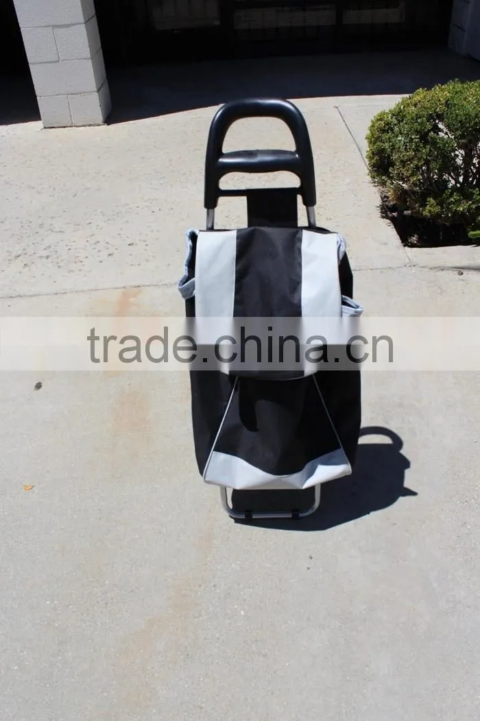 Household Essentials Rolling Shopping Cart with Royal Blue Bag