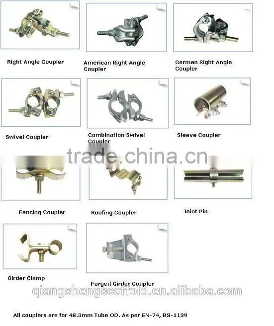 Scaffolding pole double coupler fixed/swivel coupler for sale