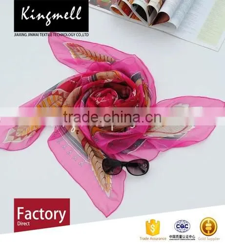 Custom Top End Digital Print Silk Scarf for Female in Spring