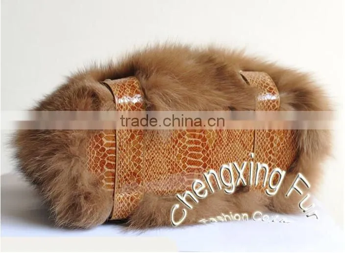 CX-H-27C 2016 Latest Fashionable Desgin Genuine Fox Fur Ladies Hand Bag