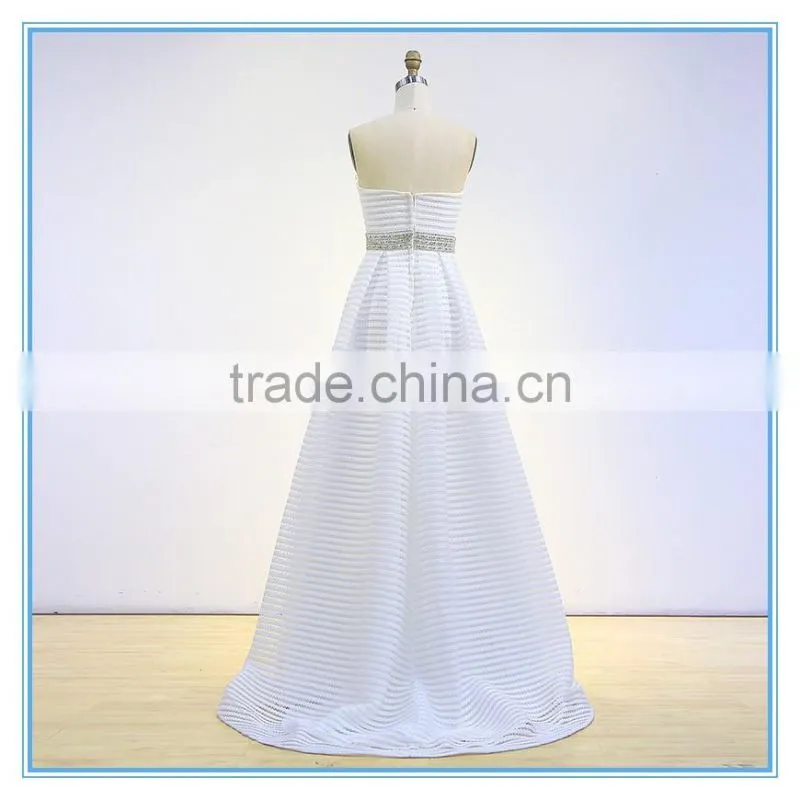 Chaozhou strapless a-line trailing wedding dress with beaded