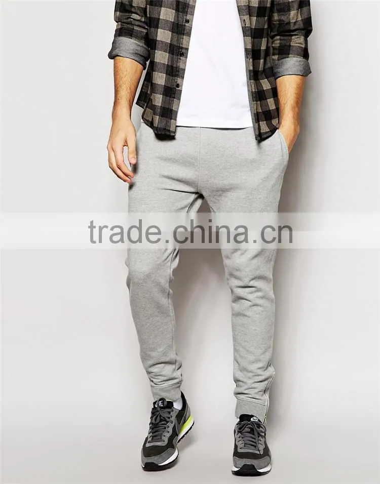 Mens slim fit blank jogger pants with zippered hem wholesale blank jogger pants