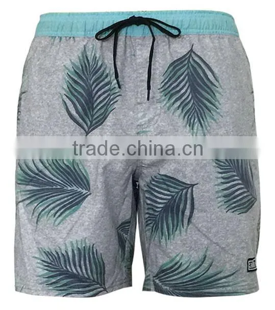 Leaf print swimming wear custom logo popular mens summer shorts