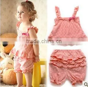 fashion pink polka dots baby girls summer clothing sets baby suits baby girls cotton outfits
