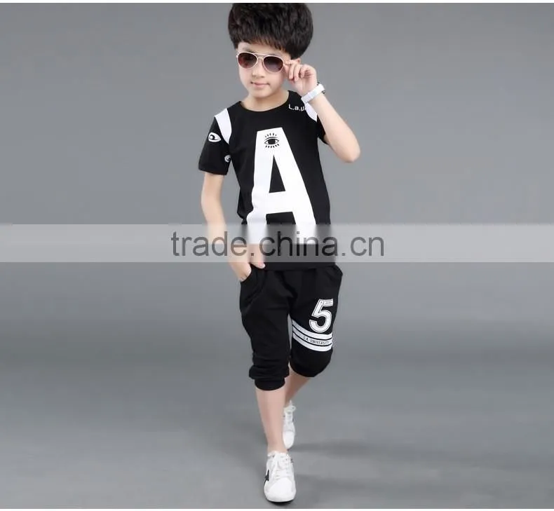 boys and girls letters printed two-piece sports suits for summer