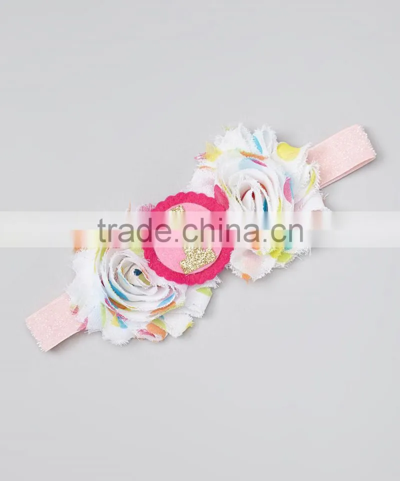 2016 New Girls Birthday Headband With Confetti Shabby Rose Cute Children Band Fancy Baby Girl Accessories HA90423-29
