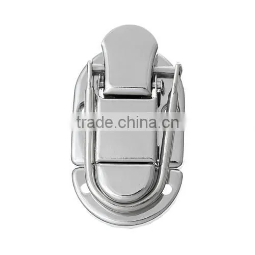 Oval Silver Tone Jewelry Case Boxes Making Lock Latch