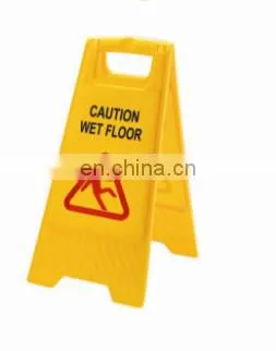 customized yellow plastic equipment warning sign with floor