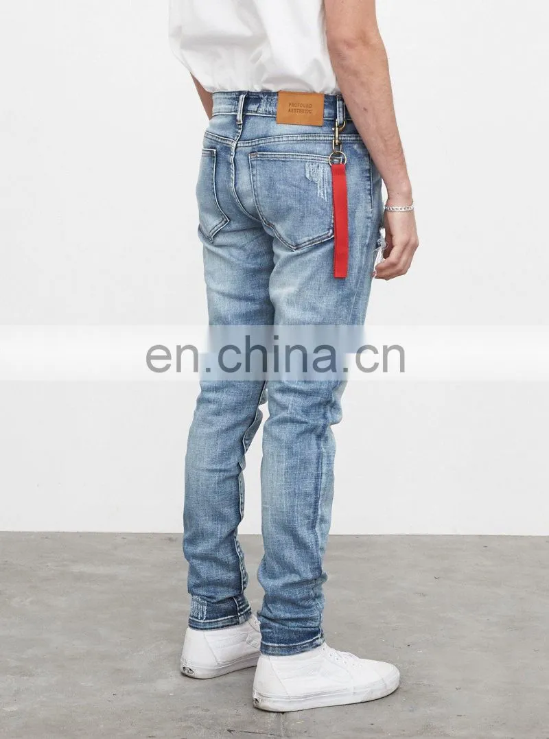 DiZNEW Destroyed stretch denim jeans rips skinny denim man jeans pant ripped jeans