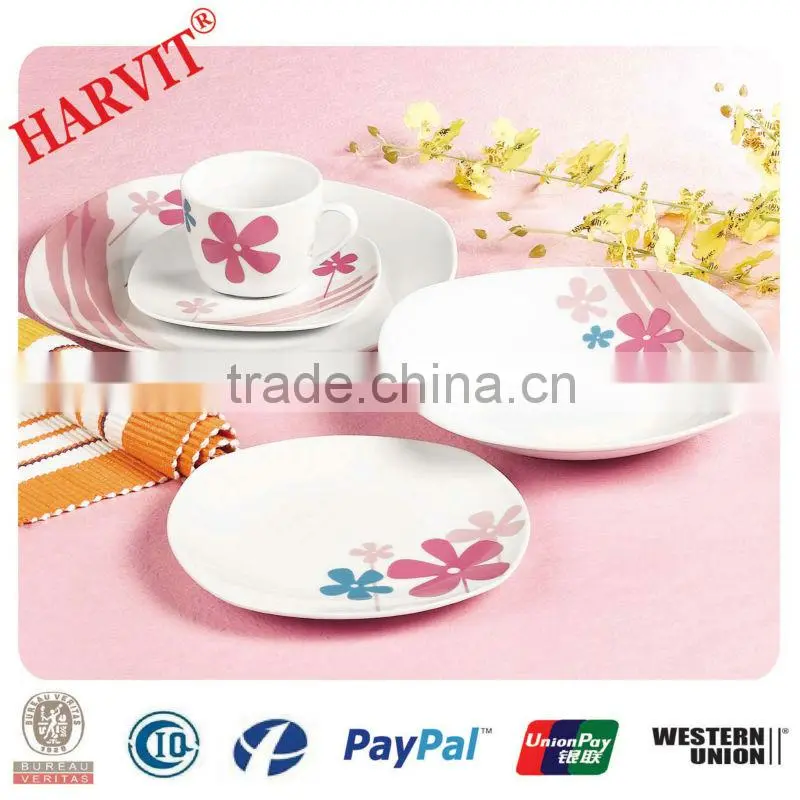 20pcs porcelain dinnerware set with pink decal