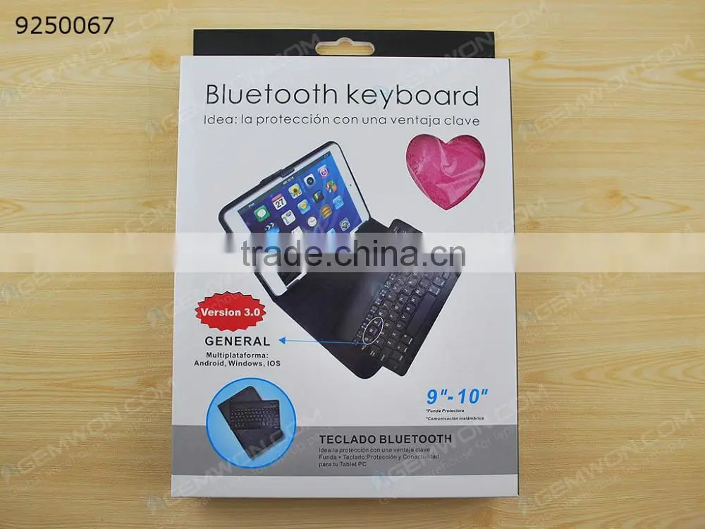 Bluetooth 3.0 Keyboard for 9"-10" Tablet pc ,Product support triple systems: IOS, Androld, for Windows,Rose Red
