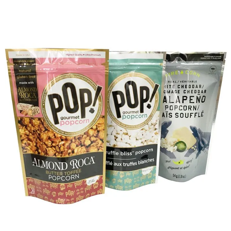 Stand up foil zip top custom printed biodegradable food grade mylar bag
