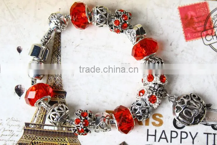 european bead bracelet, alloy bead charm fashion bracelet