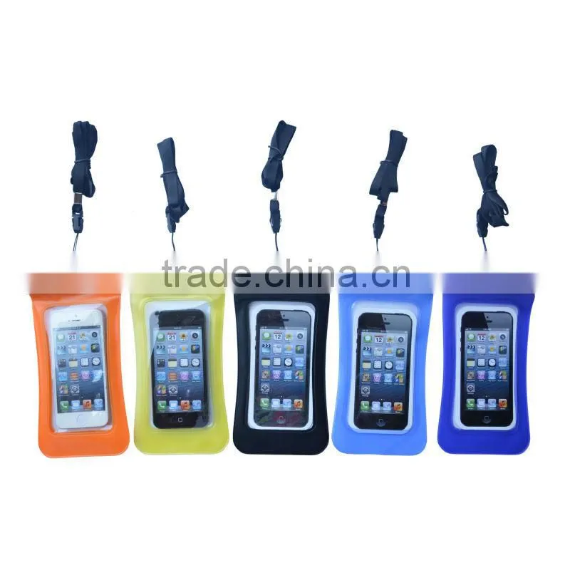 Waterproof PVC Phone Diving Bag With ABS ButtonS Within 10m Deep