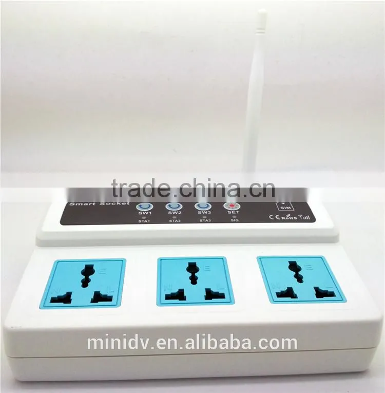 2200W 10A QUADBAND SMS/CALL Remote Controlled GSM Power Socket with 3 Outlets Which Also Supports Temperature Control