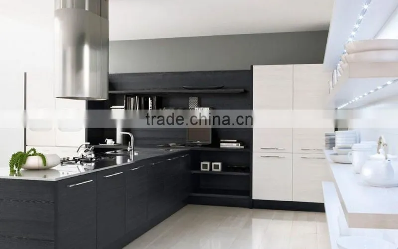 Open style partical board kitchen cabinet,hidden kitchen cabinet handle