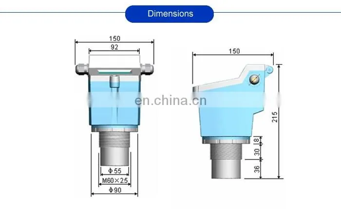 Taijia ultrasonic level meter sensor utg21-py flange ultrasonic level transmitter