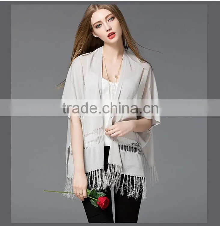 2016 new design summer hollow loose knit short-sleeved V-neck bat cardigan thin coat for girls