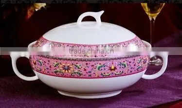 56 pcs pink with white ceramic dinner plate