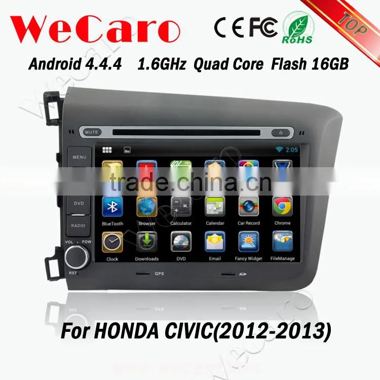 Wecaro android 4.4.4 car gps navigation Dashboard Placement 8" usb aux interface for honda accord civic BT gps 3g TV 2012 2013