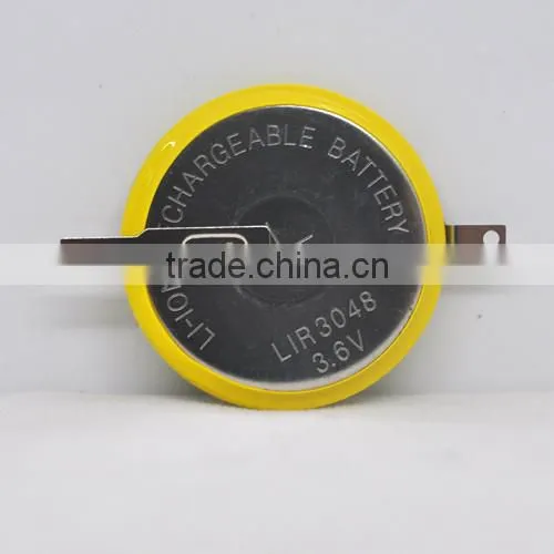 Li-ion 3.6V Rechargeable Battery LIR3048 with solder lir3048 with pins