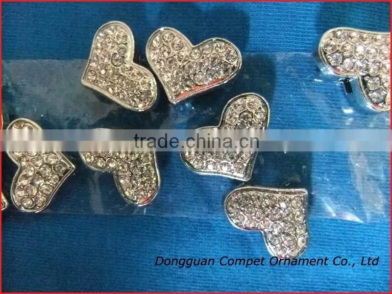 Produce slide diamond hearts Wholesale diamond letter 10 mm full rhinestone heart charm