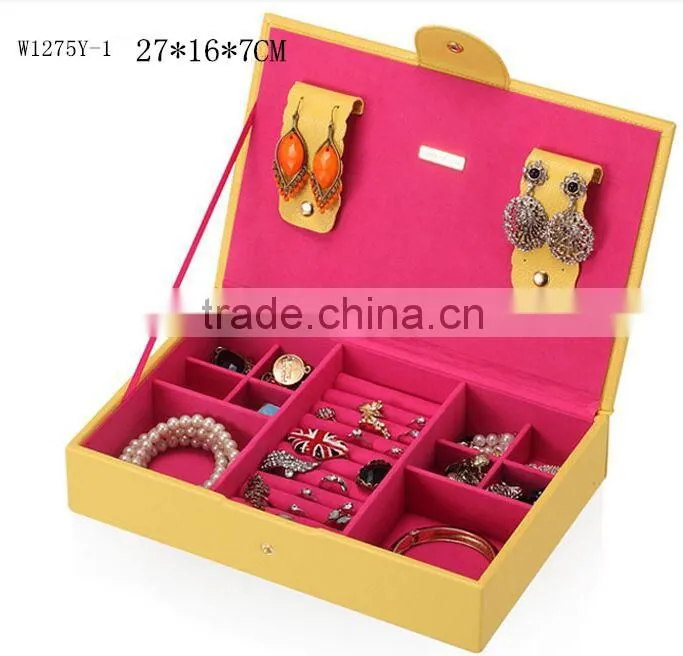 W1275Y-2 Wholesale Alibaba 10'' Stackable Jewelry Display Tray Wooden Jewelry Case Leather Jewelry Tray