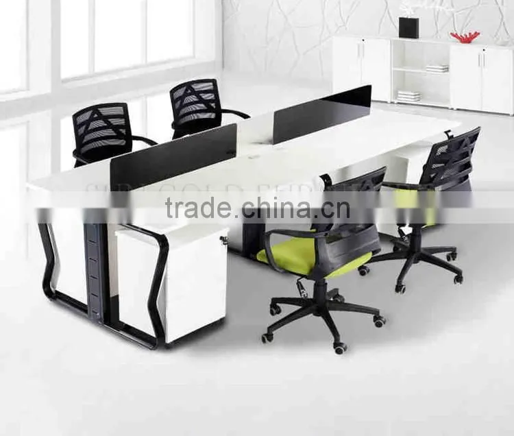 Modern wooden office workstation,4 person work bench (SZ-WSB371)