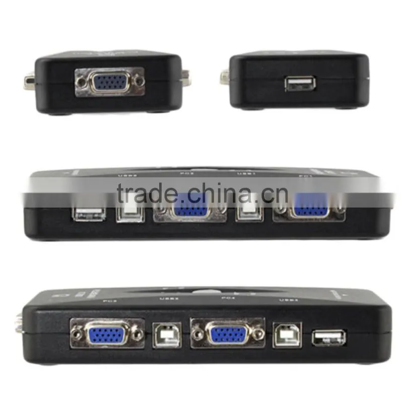 4 Port hub USB 2.0 KVM VGA/SVGA Switch Box Adapter Connects Printer Intelli keyboard Mouse 4 Computers Use 1 monitor
