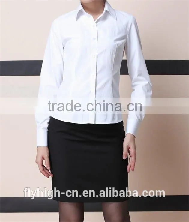 Supply Custom Logo Office Ladies Fashion Work Shirt