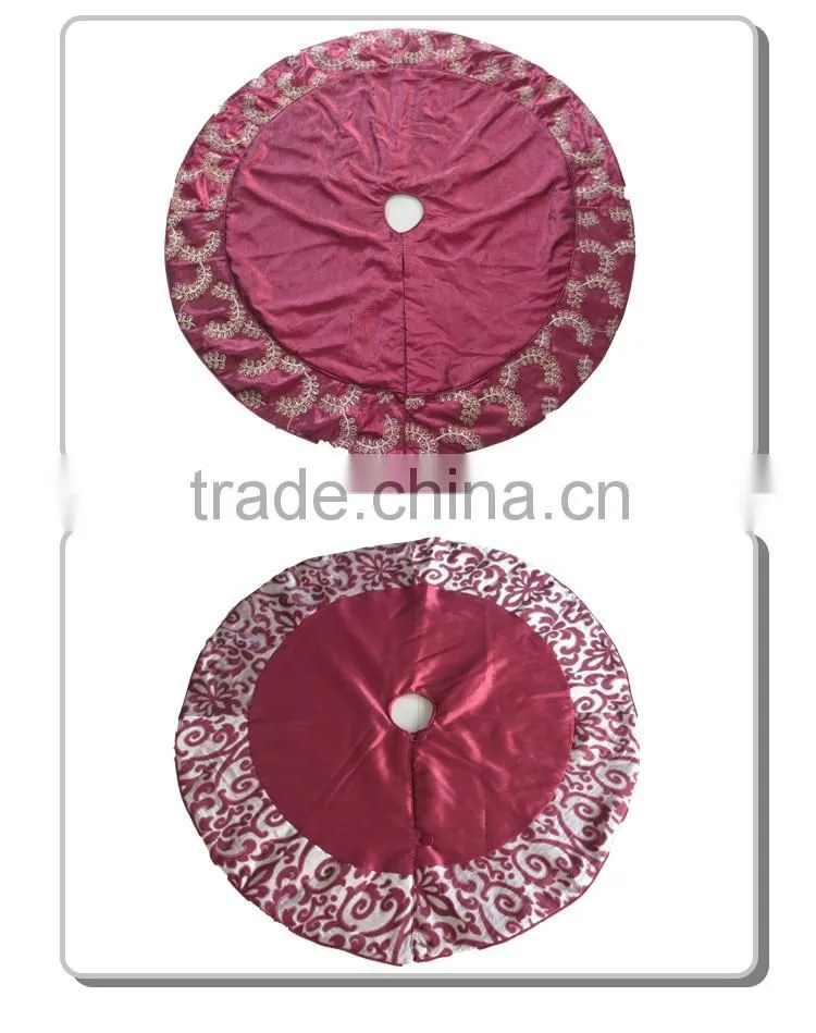 new design burgundy rose decorative christmasTree Skirt