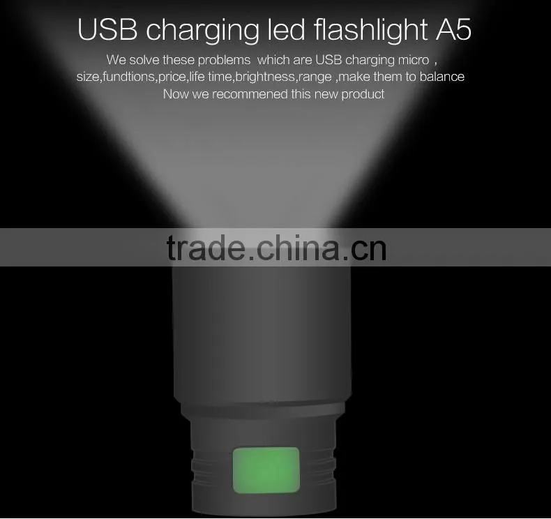 A5 USB flashlight XPE LED rechargeable led torch