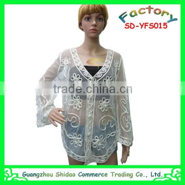 simple lace new fashion white lace long sleeve blouse