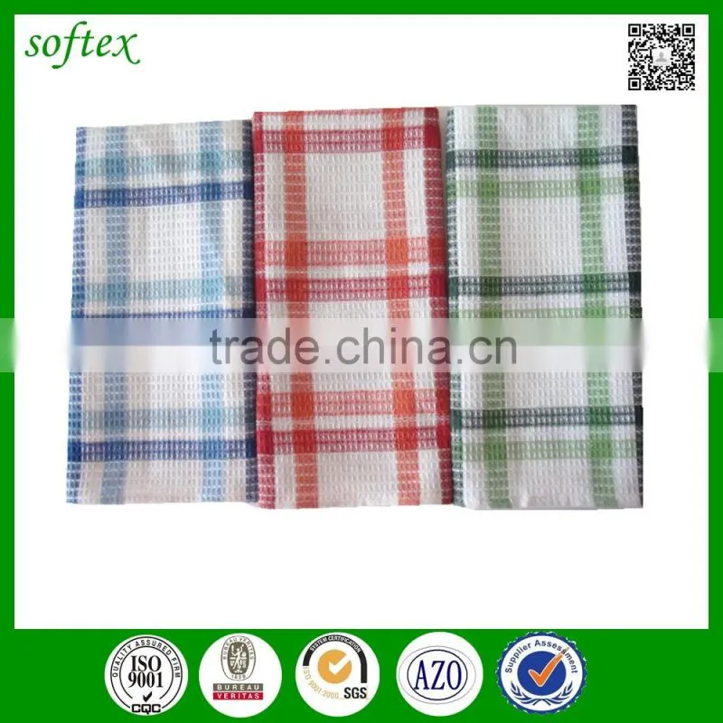 China supplier cheap jacquard kitchen towel cotton check waffle