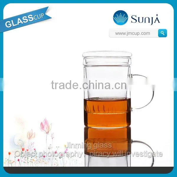 Bok gift co double wall tea glass double wall glass cup with lid double wall glass cup with handle