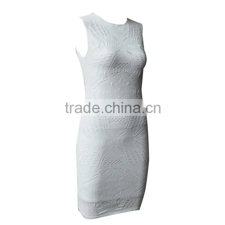 2016 Seamless Designer One Piece White Meshed Sleeveless Summer Girls Party Dress