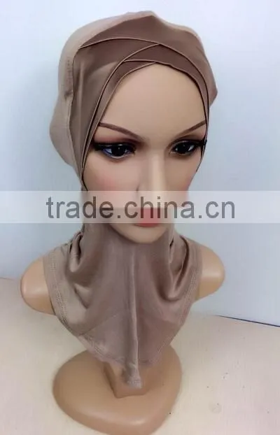 C063 new style satin double crossover ninja inner underscarf,full underscarf to cover neck