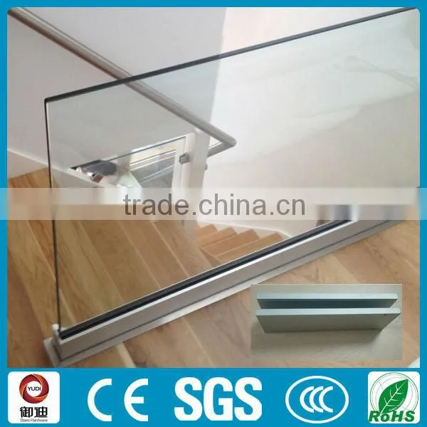 frameless glass aluminum pipe railing handrail for stairs