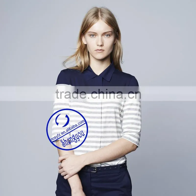 high quality yarn dyed women polo shirt manufactures china