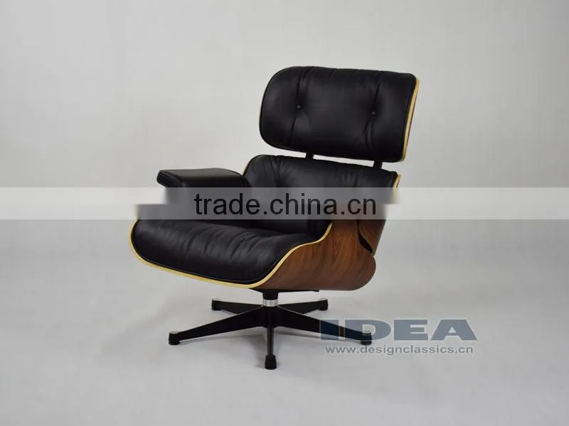Replica Charles Lounge Chair Palisander Shell Black Leather