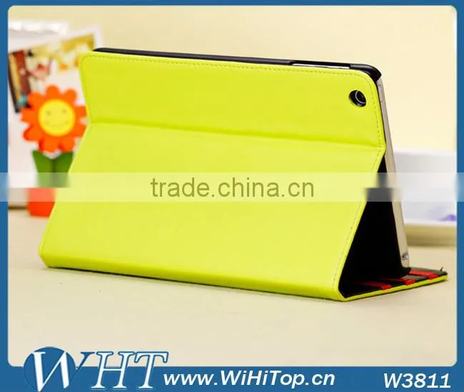 For iPad Mini Leather Stand Case Cover.Korean Design Look Soft Leather Case Stand Wallet Cover For iPad Mini
