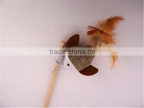 brown fish nature cat swing toys with sticker toy wholesale cat toys