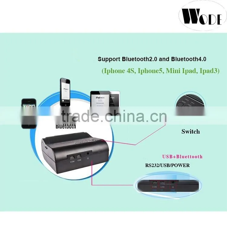 80mm mini mobile bluetooth receipt printer portable thermal printer for Android and IOS
