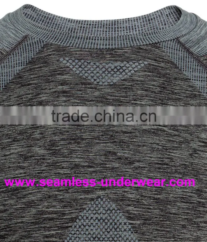 Polypropylene + Nylon + Spandex Cycling Base Layer, Men's Seamless Compression Base Layer for Skiing, Jogging & Training
