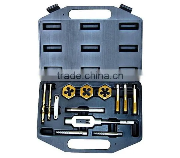 Titanium hand tap set , threading dies ,twist drill set ,12pc taps & dies