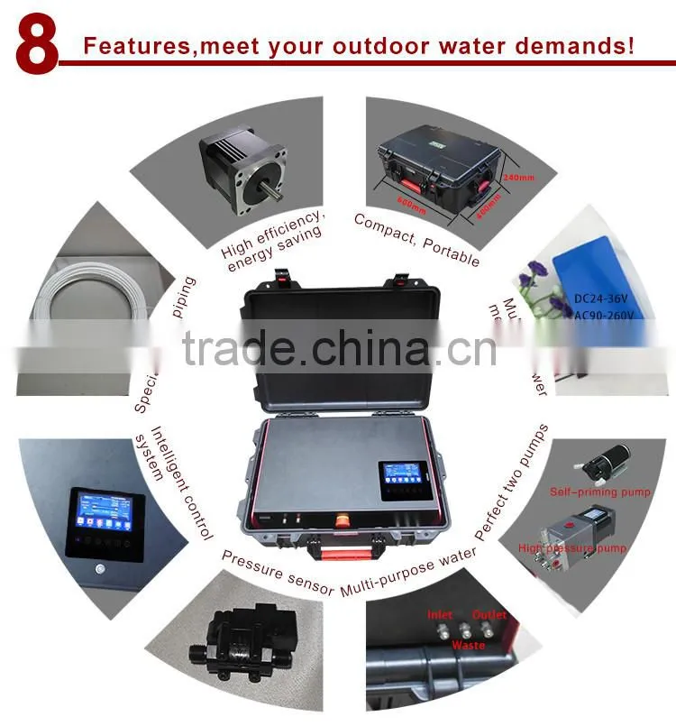 Mobile water treatment system powered by sun,lithium battery,DC 24V, AC90-260V