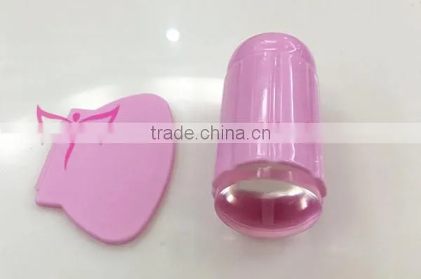 Pink color transparent nail stamper tools,New pink clear jelly stamper