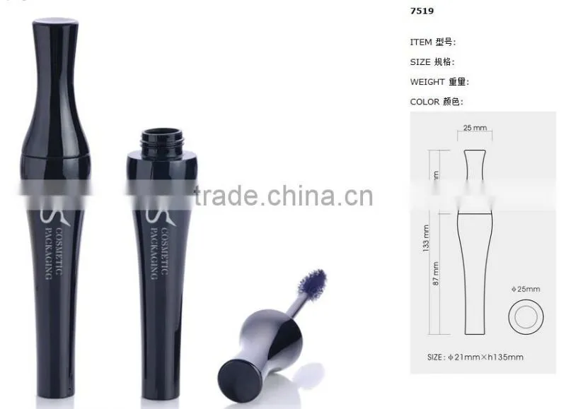 Stylish black plastic empty mascara bottle with brush