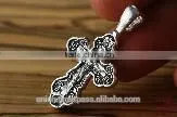 Silver Cross Jesus Christ Crucifix. Russian & Greek Orthodox Style.